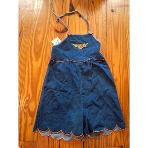 Vintage 80s 90s Denim Romper Girls Size 10